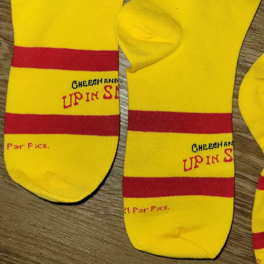 2 Pairs - Cheech and Chong Yellow Up In Smoke Crew Socks Odd Sox Size 6-13 New